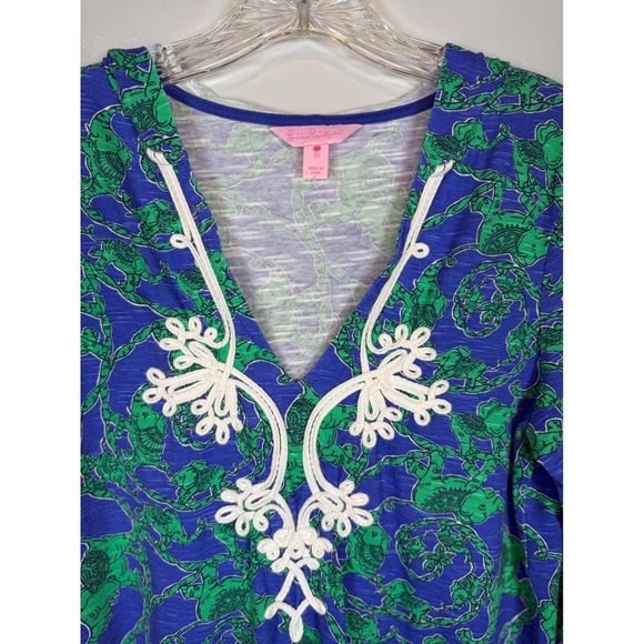 Lilly Pulitzer Noelle Tunic Hoodie in the Loopy Elephants Pattern, - Picture 8 of 10